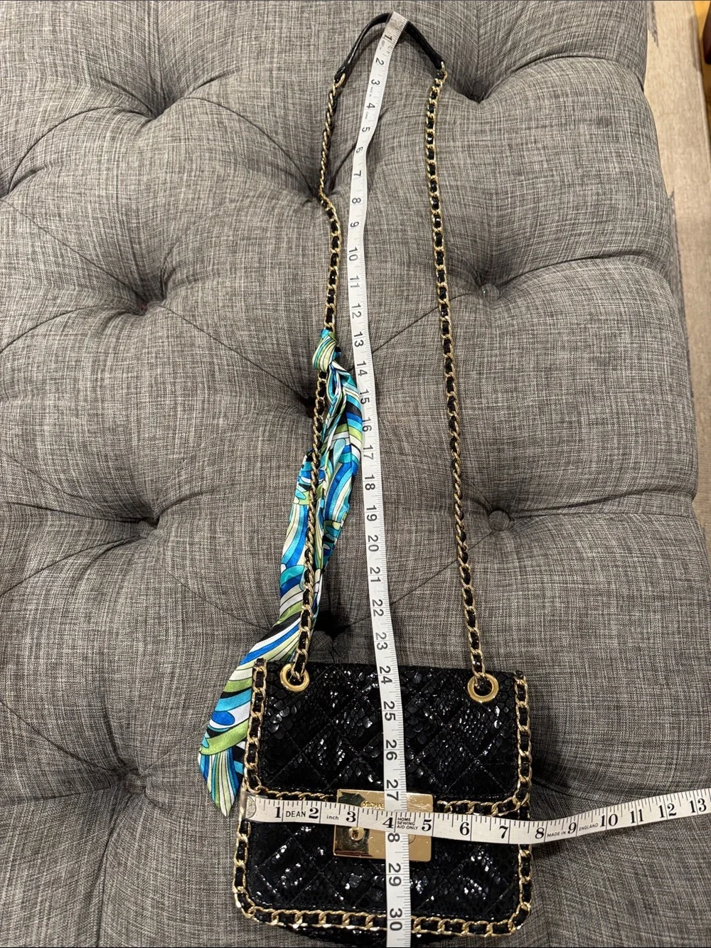 Michael Kors Bag Sloan Python Embossed Black Leather Convertible Crossbody